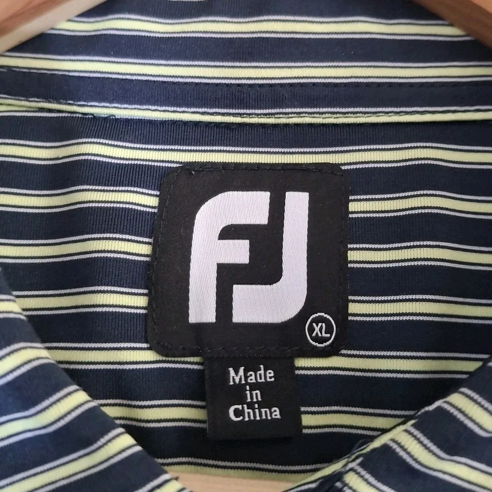 FootJoy Polo Shirt Men's XL Green‎ Striped Performance Sleepy Hole Golf Virginia